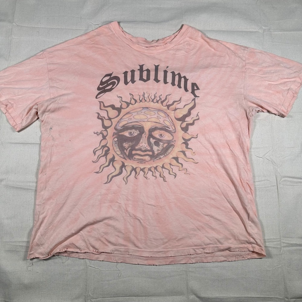 American Eagle Tailgate Sublime Sun Graphic Tee Pink Tie Dye Distressed Large